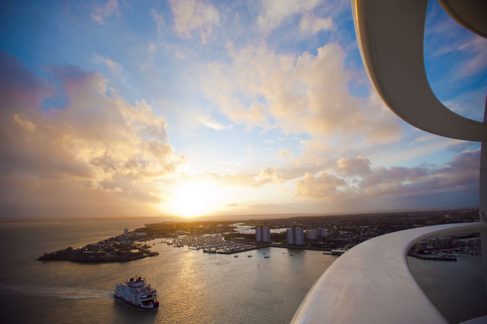 View out through the Spinnaker Tower struts